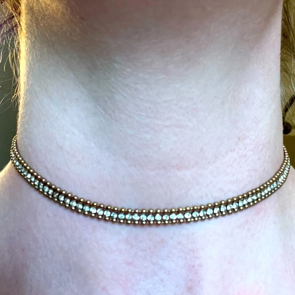 Gold and rhinestone choker necklace - Picture 1 of 2